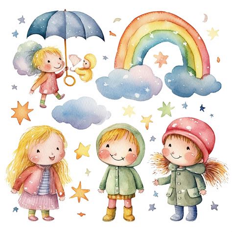 Premium Photo | Watercolor Childrens Illustration