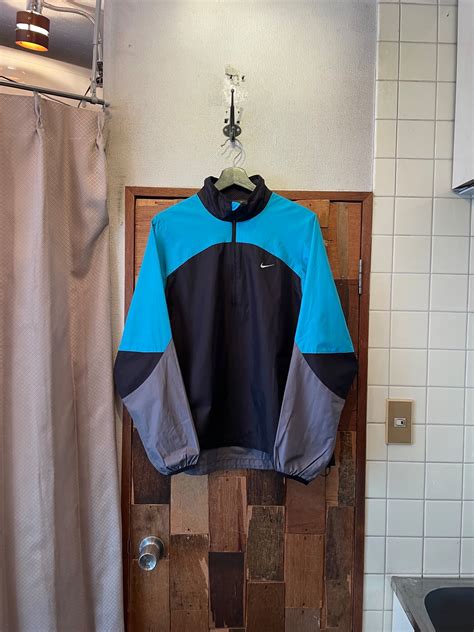 “NIKE” 90’s~00’s switch cotton/poly design half-zip pullover | LAUGH