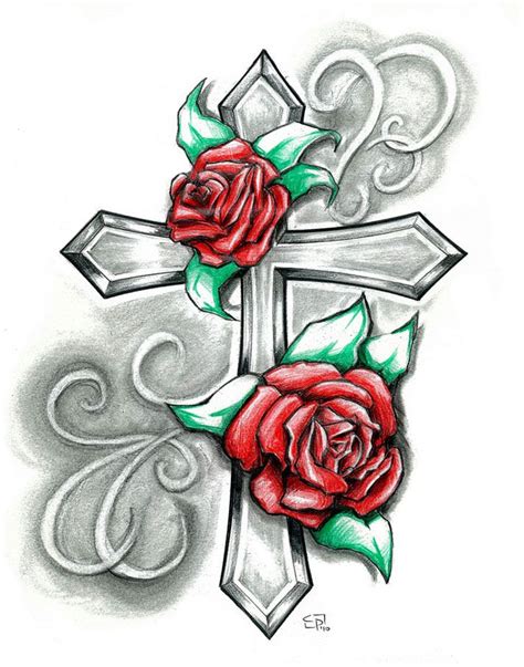 rose drawing for cross