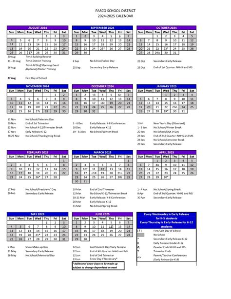 Pasco County School Calendar 2024-2025 Academic Year