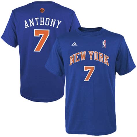 adidas Carmelo Anthony New York Knicks Youth Blue Game Time Flat Name ...