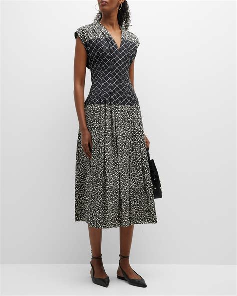 Vince Sea Carnation Cap-Sleeve Midi Dress | Neiman Marcus