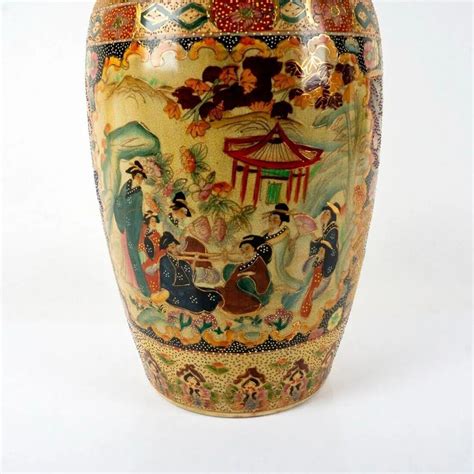 Huge 24" in Floral Temple Floor Vase Flower Vintage Chinoiserie ...
