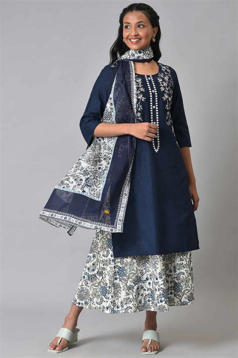 Buy Blue Embroidered Summer kurta Set Online for Woman | Shop for Aurelia