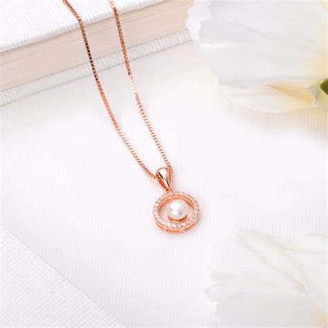 Pearl Embrace Rose Gold-Plated 925 Sterling Silver Circle Pendant with ...