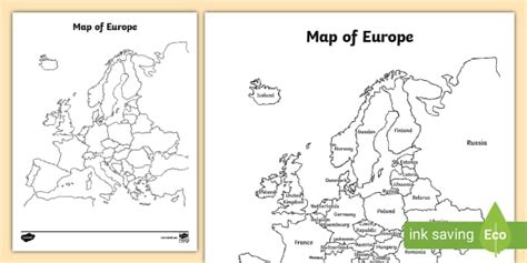 European Countries Map - Labelling Activity Worksheet
