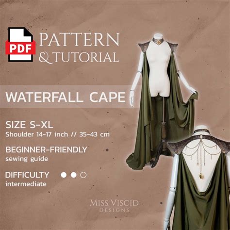 Cape with waterfall back for fantasy costumes - PDF pattern for download
