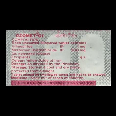 OZOMET G 1MG TABLET 15'S: Price, Uses, Side Effect, Composition ...