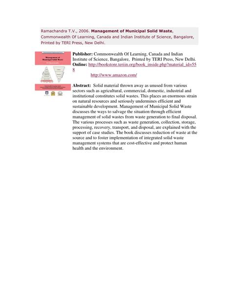 Image result for Municipal Solid Waste Management Book