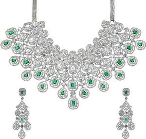 CRAFTBEADS Alloy Silver, Green Jewellery Set Price in India - Buy ...