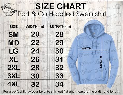 Port & Co PC78H Hoodie Size Chart PNG Download, Port Hooded Sweatshirt ...