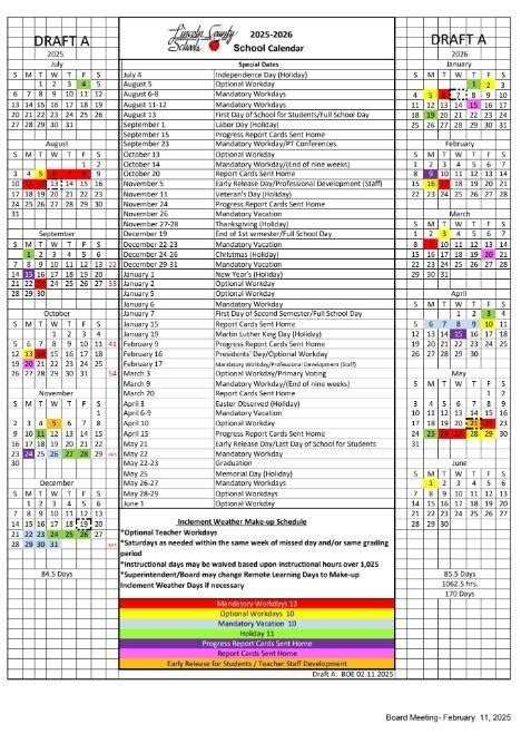 Lincoln - The 2025-2026 School Calendar has been approved. Students ...