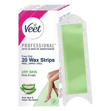 Veet Professional Waxing Strips Kit for Dry Skin, 20 Strips (Pack of 3 ...