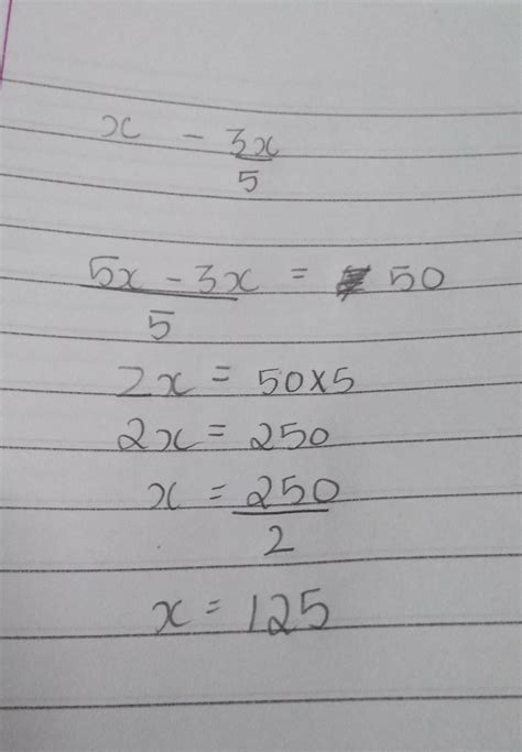 The difference between a number and its three-fifth is 50. What is the ...
