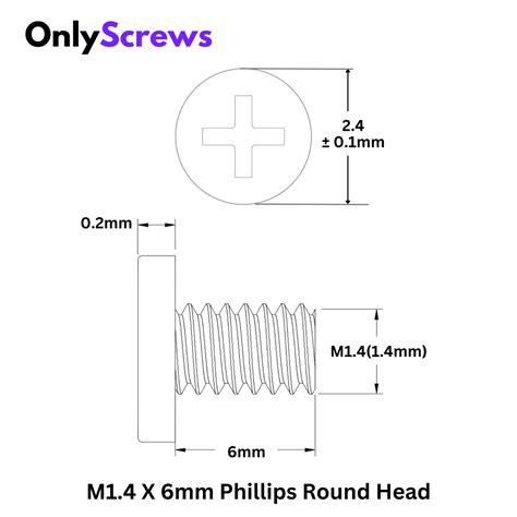 M1.4 X 6mm Phillips Round head Laptop and Mobile Screw (Dia. 1.4mm, Le ...