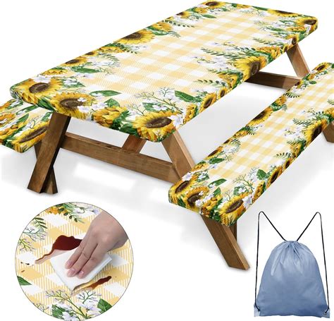 Amazon.com : Britown Picnic Table Cover with Bench Covers Elastic Edges ...
