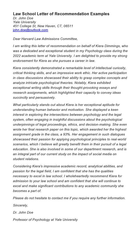 40 Law School Letter of Recommendation Samples [BEST Only]