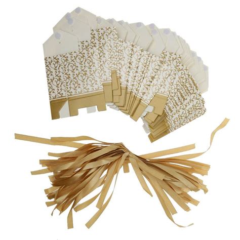 Realshopee Gold Ribbon Wedding Favor Boxes Candy Gift Boxes Paper Bags ...