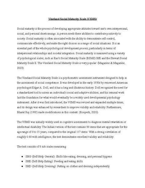 VSMS Report (1)-1-13 - Vineland Social Maturity Scale (VSMS) Social ...