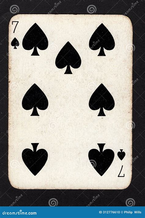 A Vintage Seven of Spades Playing Card on a Black Background. Stock ...