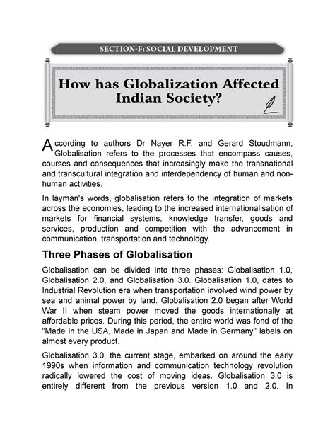 Essay topic How has Globalization affected Indian society - A ccording ...