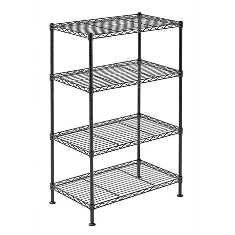 Sturdy 4 Shelf Powder Coated / Chrome Metal Storage Wire Rack