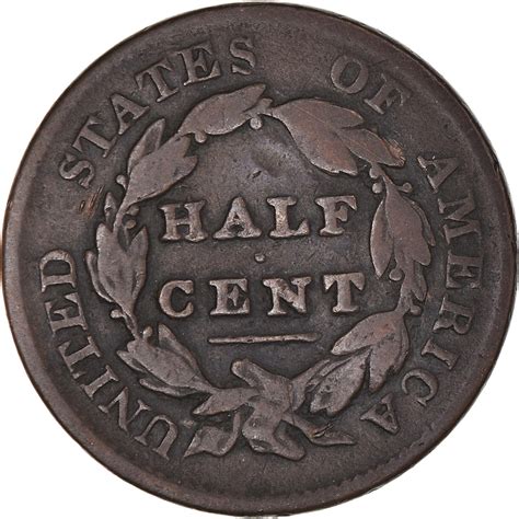 Coin, United States, Classic Head Half Cent, Half Cent, 1829, U.S. Mint