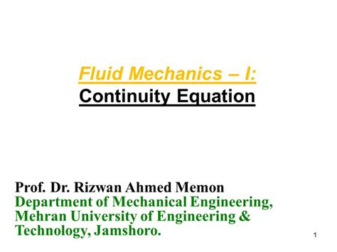 SOLUTION: fluid continuity equation - Studypool