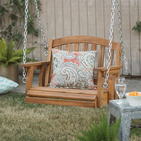 Coral Coast Amherst Single Seat Wood Porch Swing - Natural | from ...