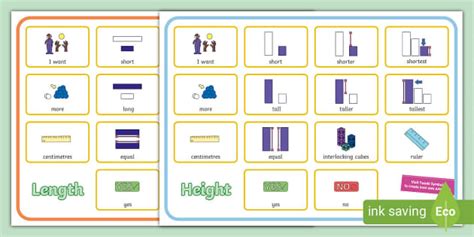Twinkl Symbols: Length and Height AAC Mat (teacher made)