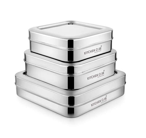 Buy KITCHEN CLUE Heavy Guage Stainless Steel Food Containers Set for ...