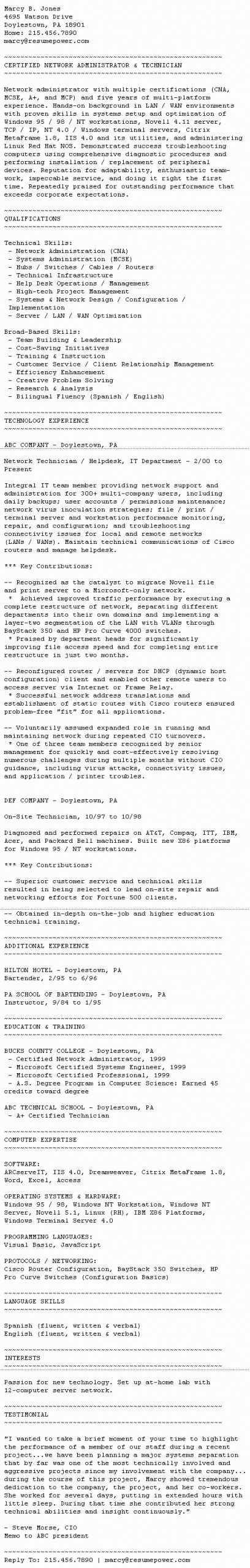 ASCII Resume Example 的图像结果