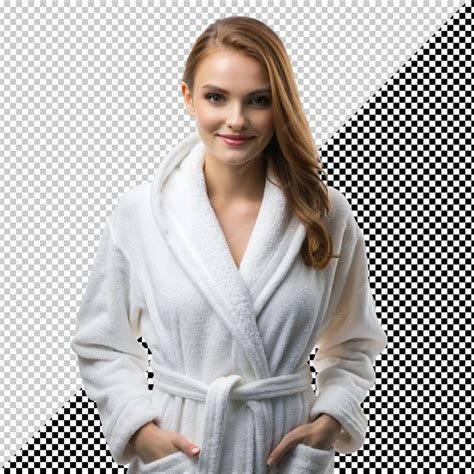 Premium PSD | Young women in bathrobe on transparent background