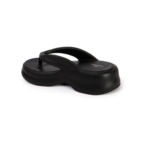 Buy Carlton London Women Black Comfortable Wedge Thong Sandals Online