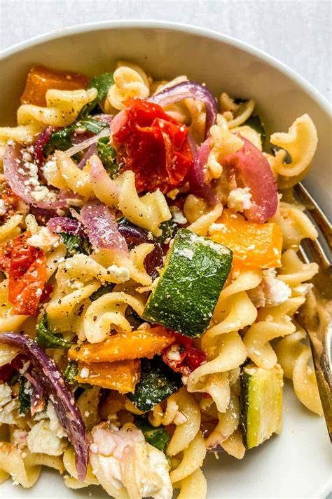 Roasted Veggie Pasta with Feta - This Healthy Table