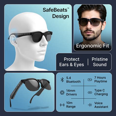 pTron Orbis Neo Smart Glasses w/Bluetooth V5.4, Open Ear Music, Handsf ...
