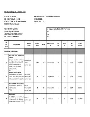 Fillable Online PDF Bid Tabulation Form - City of Lynchburg Fax Email ...