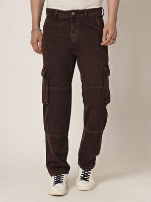 Buy Style Quotient Men Brown Relaxed Fit Mid Rise Cargo Jeans (28) Online