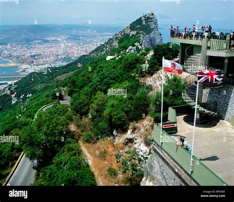 Aerial view of Gibraltar as seen from the top of the Rock of Gibraltar ...