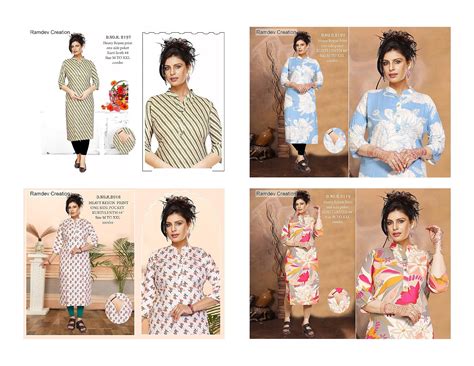 Mandarin Collar Ramdev Creation Reyon Kurti With Pocket Wholesale Rate ...