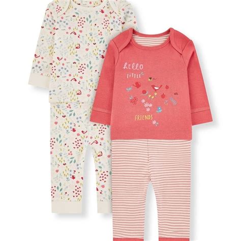 Buy Girls Full Sleeves Pyjamas Floral And Text Print - Pack Of 2 - Pink ...