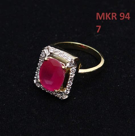 Buy Gemsonclick Classy Looking Cocktail Ring Oval Ruby, Cubic Zircon ...