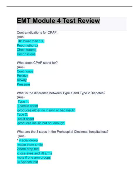 EMT Module 4 Test Review: Questions & Answers: Updated Guide - EMT ...