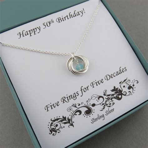 50Th Gifts For Women / 50th Birthday gift for women, 5 Rings necklace ...