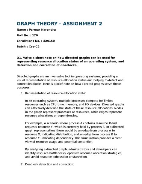 Document - GRAPH THEORY – ASSIGNMENT 2 Name : Parmar Narendra Roll No ...