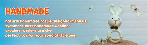 Buy SYCAMORE EAST Baby Rattle for Newborn, Crochet Bunny Rattle Toy ...