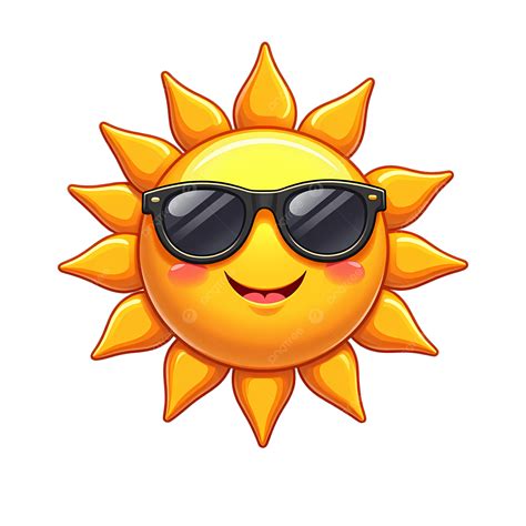 Sun Wearing Sunglasses Smiling And Blushing, Smiley Face, Sunlight ...