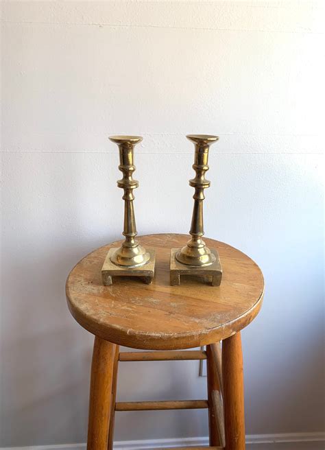 Antique Brass Candlesticks: 18th Century Vintage Pair - Etsy