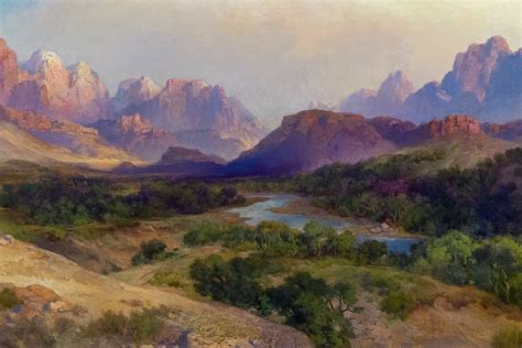 "Zion Valley, South Utah" - by Thomas Moran, 1914. (close-up ...