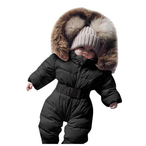XINSDOAKK Baby Girls' Snowsuit One Piece Winter Outdoor (Black,12-18 ...